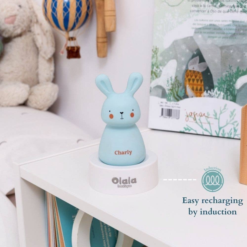 Olala Boutique - Wholesale Nachtlampje - Kinderen en baby - LED-nachtlampje Konijn Charly - Inductie-oplaadbaar - Blauw3