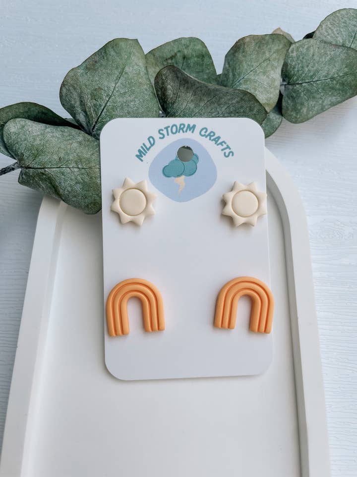 Brincos Polymerclay | Sun & Rainbow por atacado de Mildstormcrafts