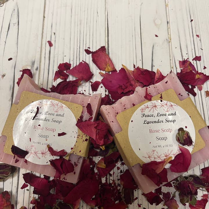Rose Cold Process Soap for wholesale by Peace Love and Lavender Soap