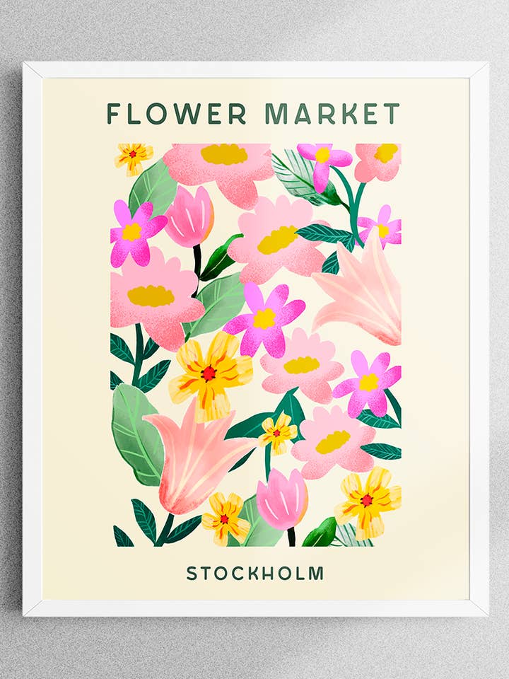 STOCKHOLM FLOWER MARKET POSTER for wholesale by PRINTTT STUDIO
