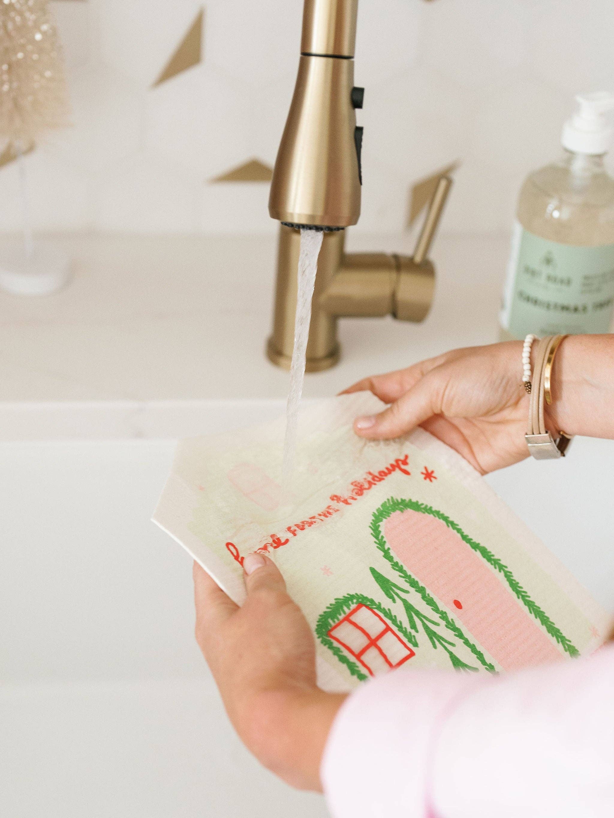 Doe A Deer – toalha de cozinha por atacado – Pano de Cozinha Sueco em Forma de Casa "Home For The Holidays"2