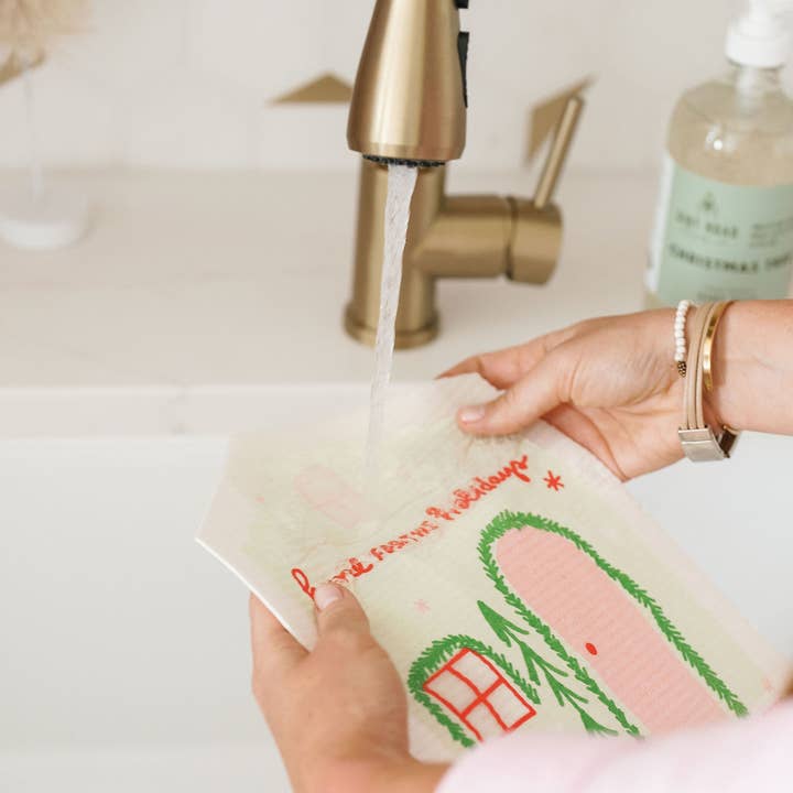 Doe A Deer – toalha de cozinha por atacado – Pano de Cozinha Sueco em Forma de Casa "Home For The Holidays"2