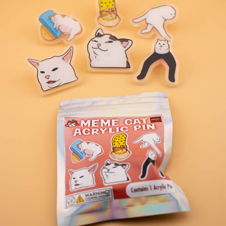 Mintimeli - Wholesale Lapel Pin/Button - Cat Meme Pin Blind Bag (Series 1 & 2) - Mystery Chance Acrylic Pin Cute Funny Animal Humorous Internet Gift