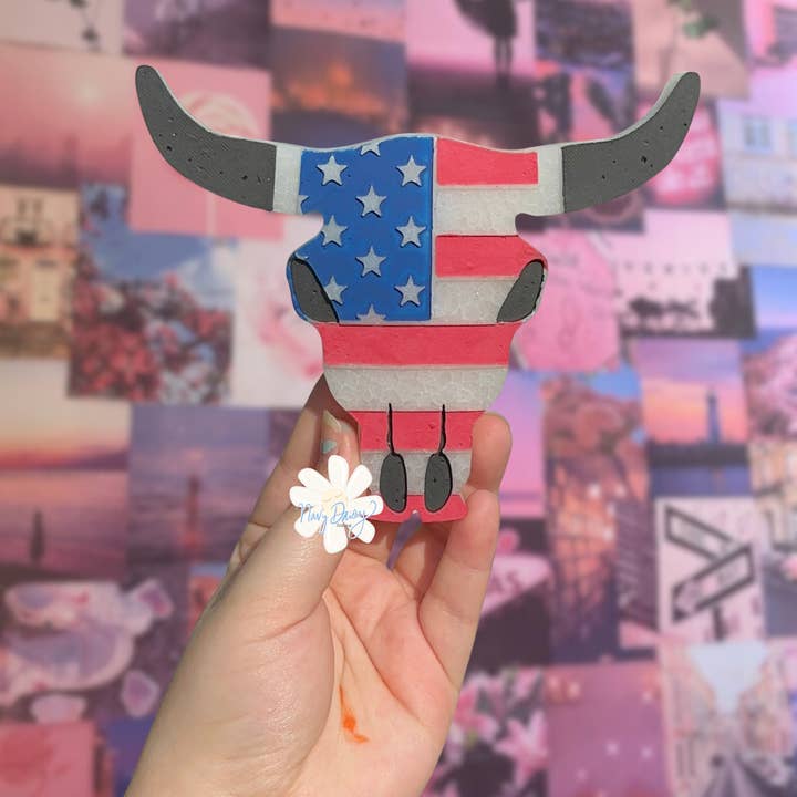 American Flag Bull Skull Car Freshie / Western for wholesale by Navy Daisy Boutique