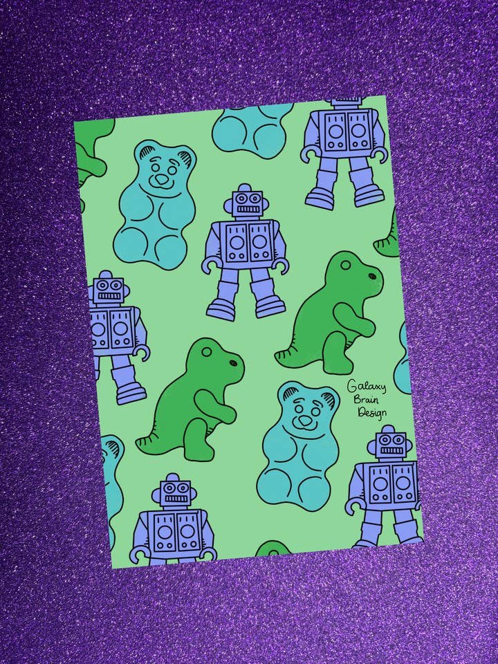 Gummies Wiederverwendbares Stickerbuch für den Großhandel von Galaxy Brain Design