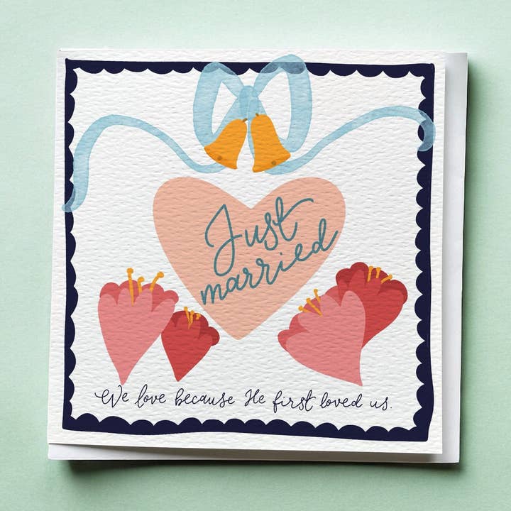 Christliche Hochzeitskarte, modern Frisch verheiratet - Schleife und Glocken für den Großhandel von And Hope Designs - Cards, Stickers & Stationery