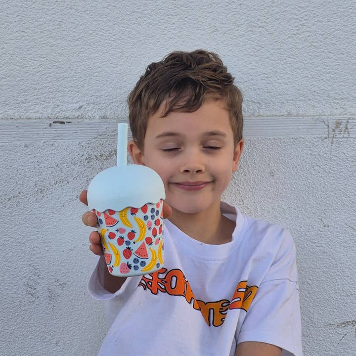 Chino Club - Wholesale Drinking glass/cup – Kids & Baby - Fruits Blue Mini Smoothie Cup & Straw 200ml4