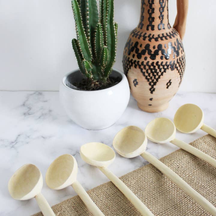 MARRAKECH METACRAFT LTD - Wholesale Tafellepel (bestek) - Set van zes rustieke marokkaanse houten lepels4