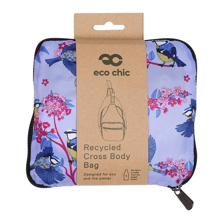 Lilla Borsa a tracolla pieghevole leggera Eco Chic Blue Tits in vendita all'ingrosso su Faire