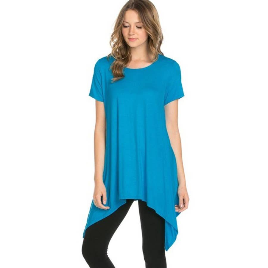 Azules Clothing - Wholesale Tunic - Women's - ATP-2267RS Piko Short Sleeve Tunic25