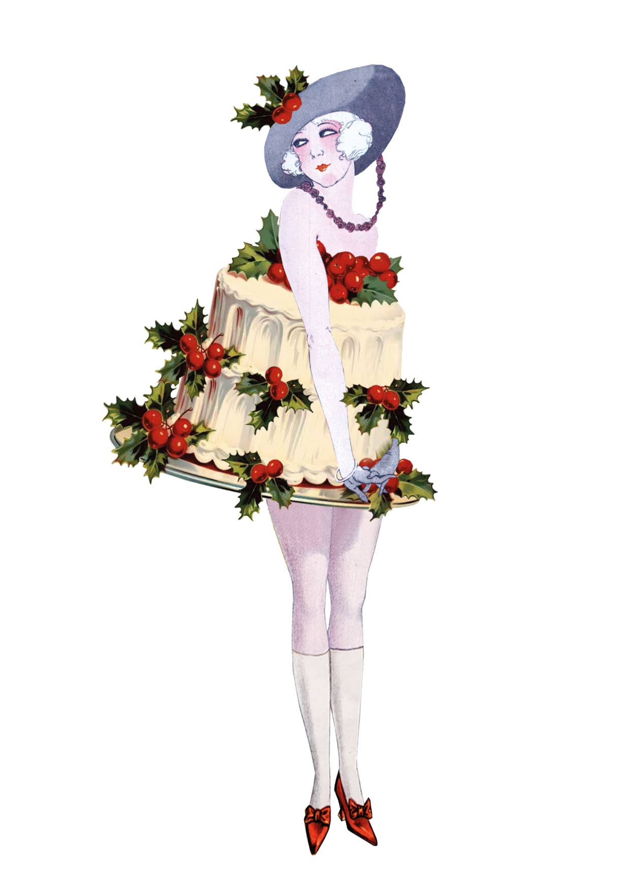 Lylies – wholesale Vykort – Julvykort collage dametje i julkaka1