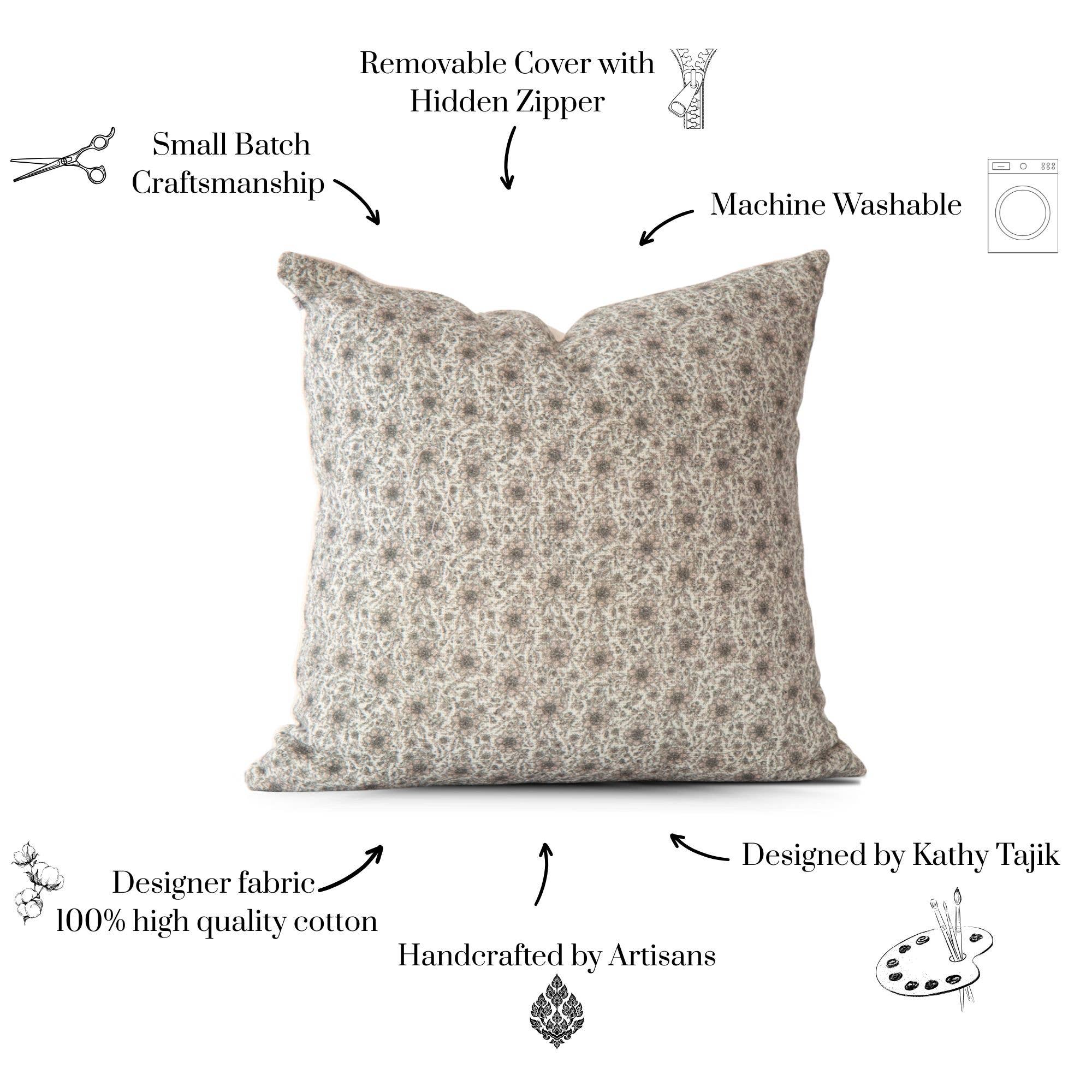 Tajik  Home  LLC – wholesale Prydnadskuddfodral – Penelope Vintage Petite Blommig Kuddfodral - Oyster2