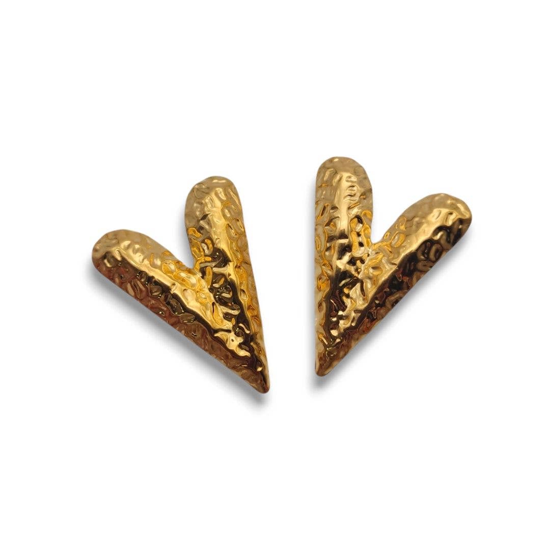 Funk Da Queen - Wholesale Stud/Post Earrings - Rebel Heart Gold | Earrings