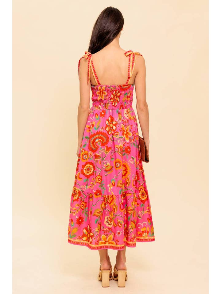PINK MULTI A printed woven midi dress - ID21937 for wholesale on Faire