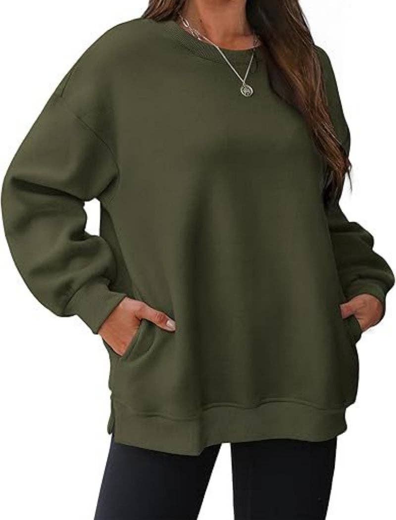 safistyle - Wholesale Sweatshirt - Women's - Oversized Long Sleeve Top with Pockets24