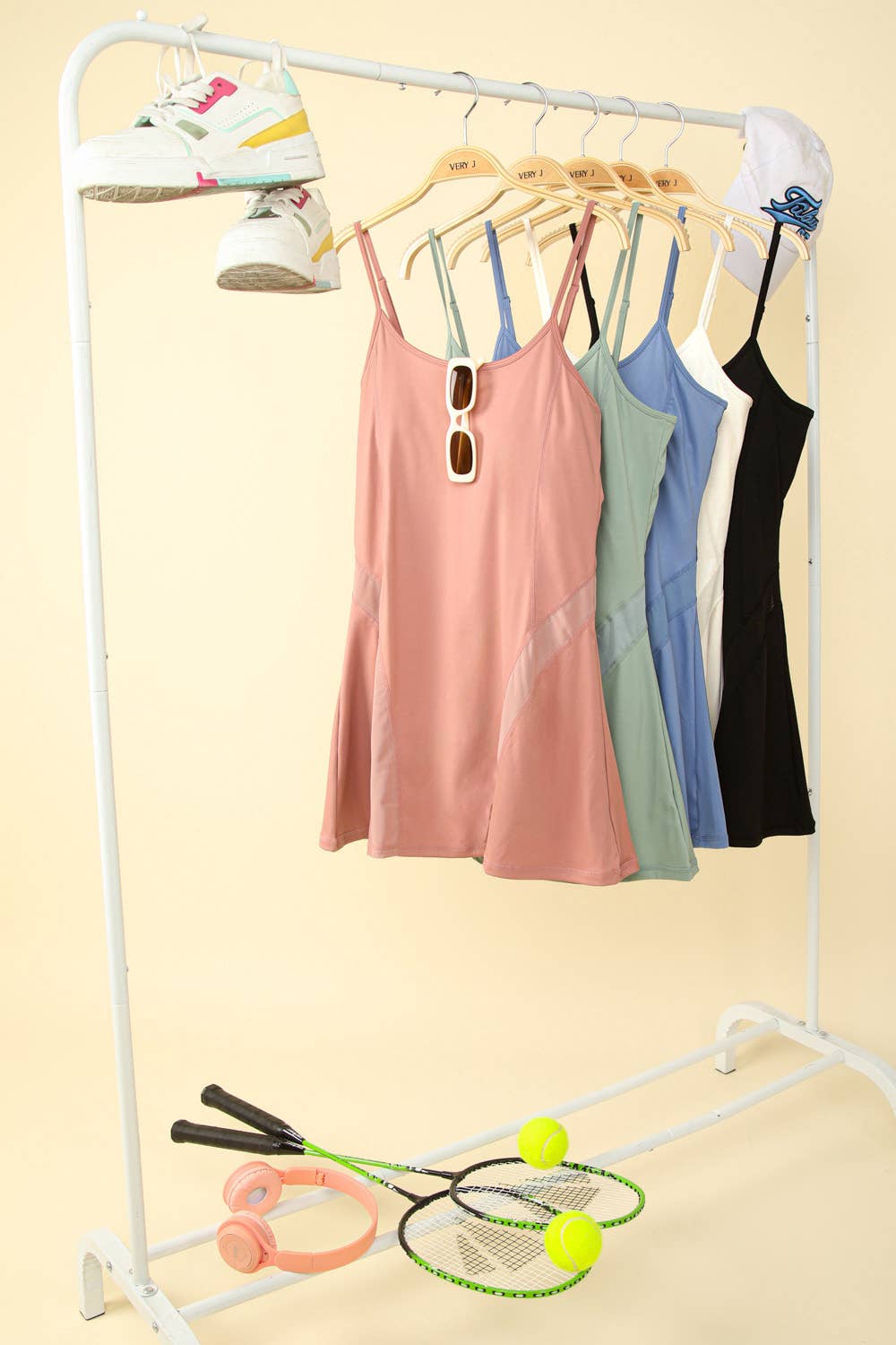 VERY J - Wholesale Athletic Dress - Women's - ND31165-Activewear Mesh Detail Tennis Mini Dress19