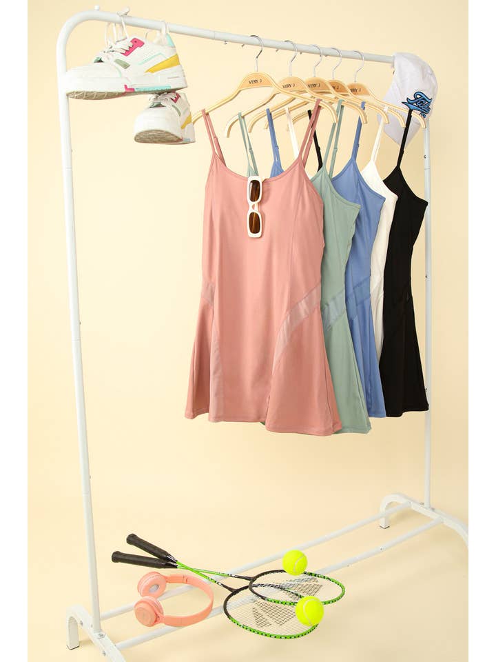 VERY J - Wholesale Athletic Dress - Women's - ND31165-Activewear Mesh Detail Tennis Mini Dress19