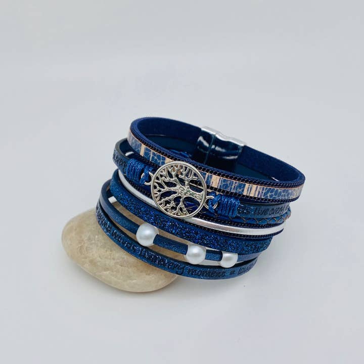 Mio Queena – wholesale Manschettarmband – Tree of Life Flerskikts läderarmband | Magnetiskt spänne2