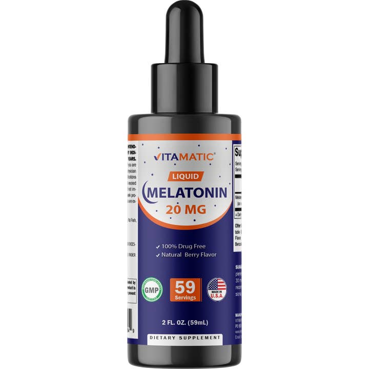 Vitamatic - Wholesale Oral Supplement/Vitamin - Vitamatic | Melatonin 20mg Liquid Drops Natural Berry Flavor