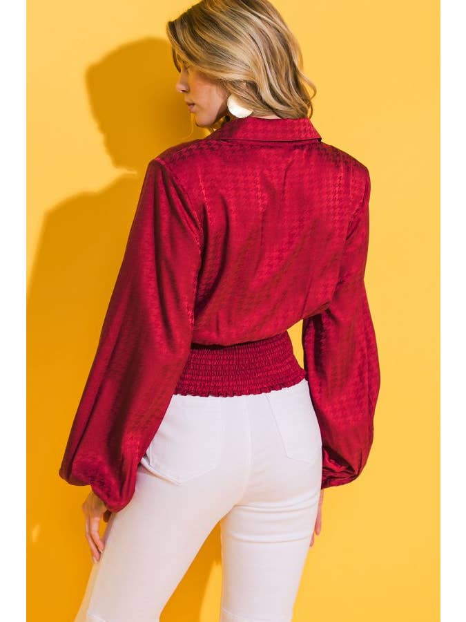RED A jacquard satin top-IT11768 for wholesale on Faire