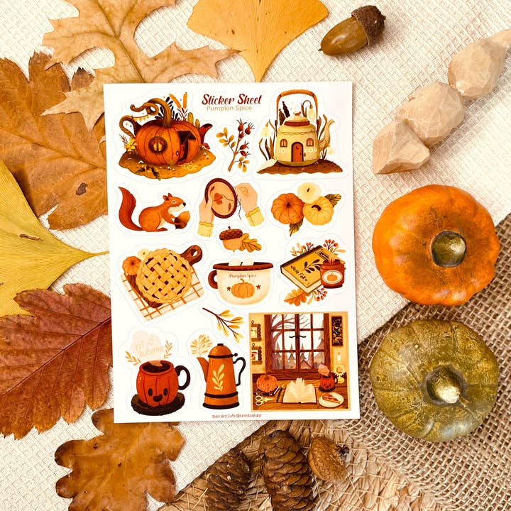 Split Moon Studios - Wholesale Sticker - Pumpkin Spice Sticker Sheet - Sticker Sheet - Bullet Journal