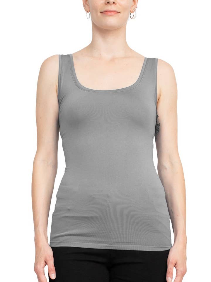 Alberto Makali Square Neck Sleeveless Solid Spandex Tank Top for wholesale by Immediate Apparel