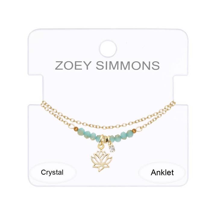 Zoey Simmons - Wholesale Anklet - Austrian Crystal Lotus Charm Anklet - GF2