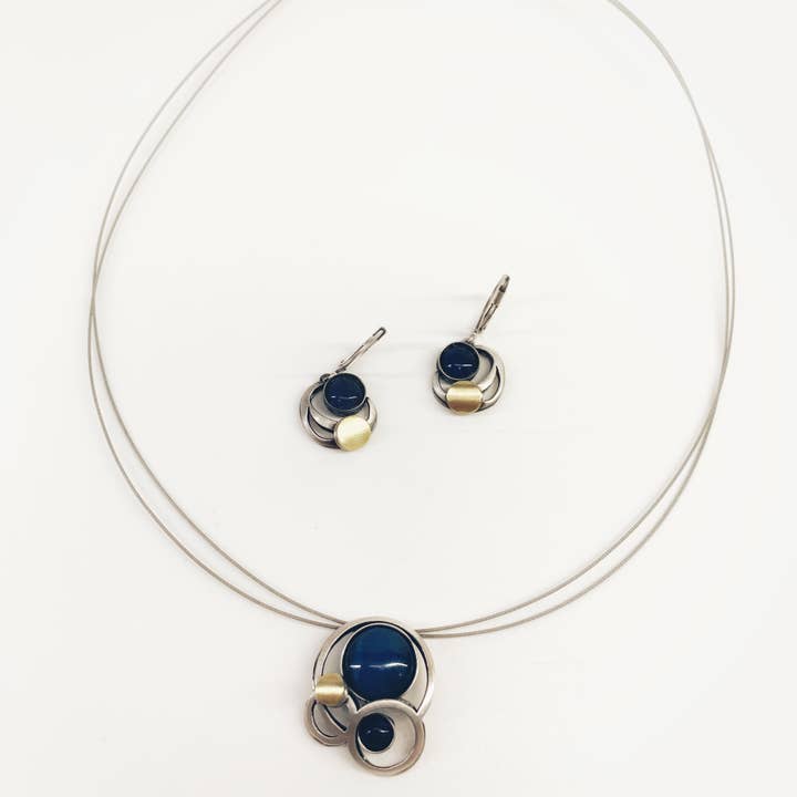 Christophe Poly / Crono Design – wholesale Jewellery set – SETS (KY) - Small Pendant WireNeck(K) 19" & LeverEar(X) Sets4