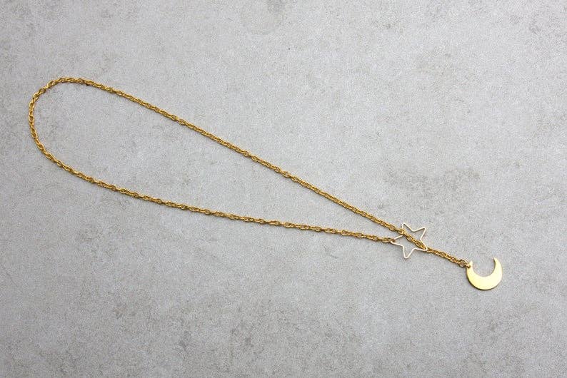 daniAWESOME - Wholesale Y-Neck/Lariat Necklace - Moon and Star Lariat Necklace0