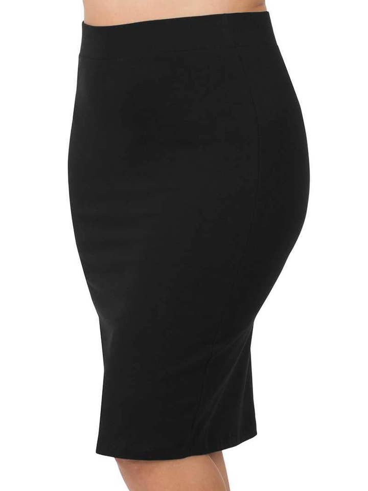 Plus Premium Bomuld Grundlæggende Knælængde Nederdel for engroshandel hos Vanilla Monkey