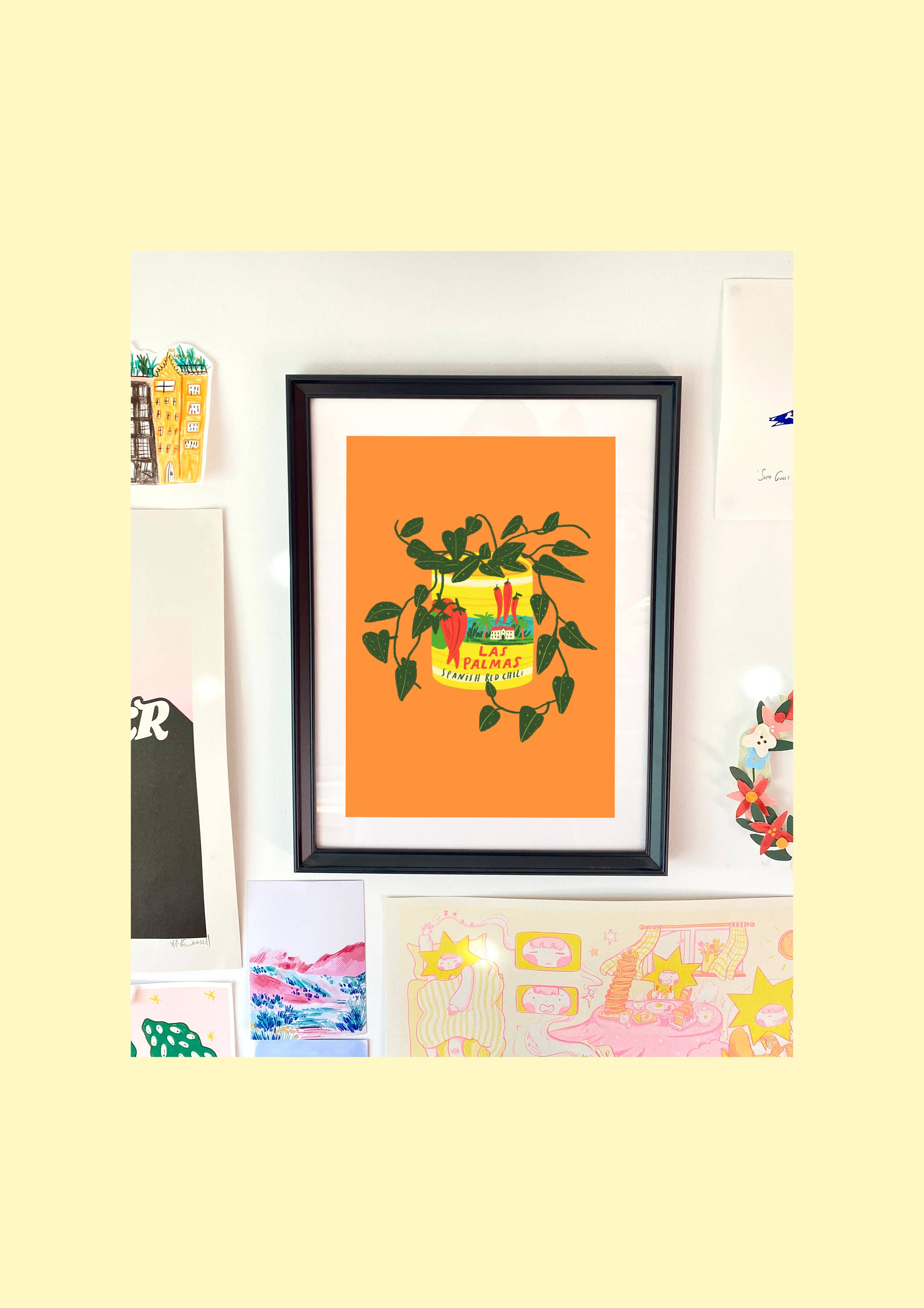 Kerrie Illustrates - Vendita all'ingrosso Stampa artistica - Stampa d'Arte di Pianta di Pothos Sospesa & Lattina Vintage Arancione | Casa2