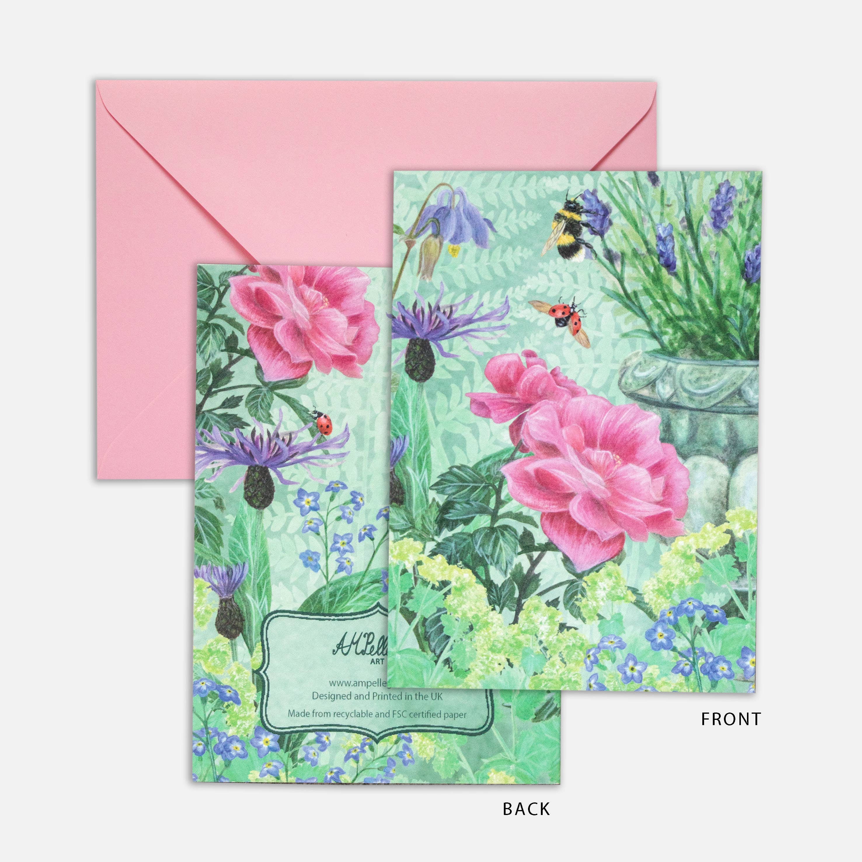 AMPellegrini Art & Design - Wholesale Everyday Greeting Card - Garden Rose card / Greeting card with pink rose illustration1