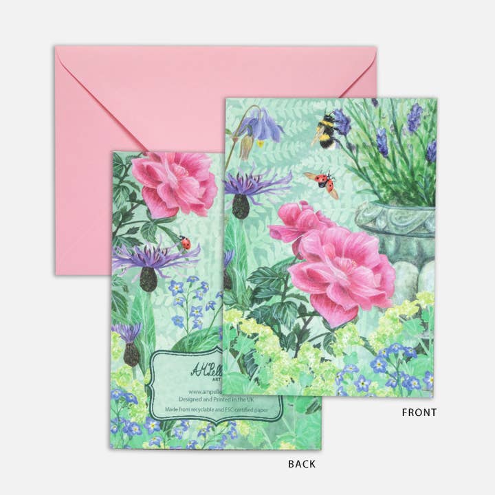 AMPellegrini Art & Design - Wholesale Everyday Greeting Card - Garden Rose card / Greeting card with pink rose illustration1