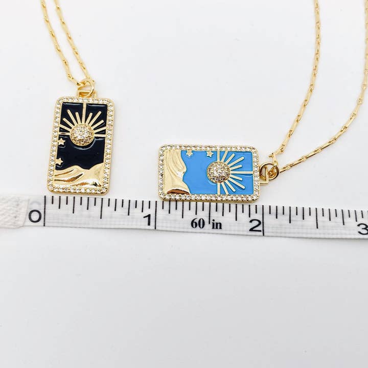 Mio Queena – Engroshandel Halskæde med vedhæng – Solstjerne på bjergtoppen Emalje Tarot Charm-halskæde - MS4