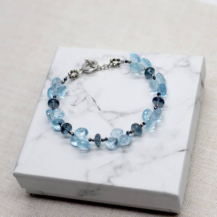 Blue Topaz & Blue Quartz Cluster Bracelet for wholesale by Susan Roberts Jewelry