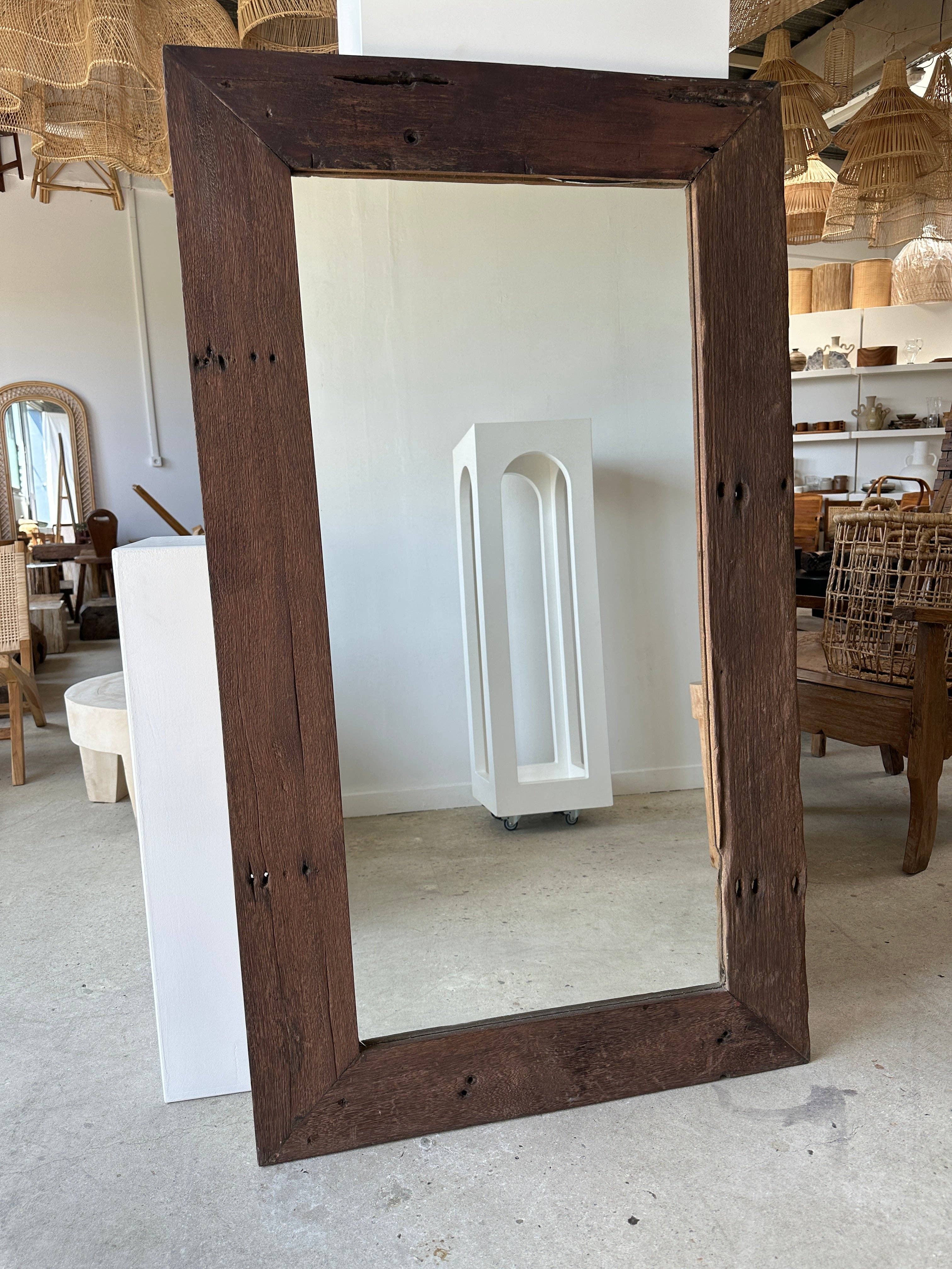 Office Objets - Wholesale Wall Mirror - Mirror with exotic brutalist old iron wood frame H:139cm79