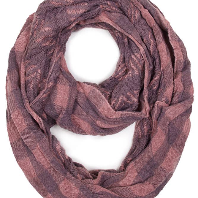 Hana - Wholesale Scarf - Women's - Plaid and Mixed Pattern Winter Infinity Scarf