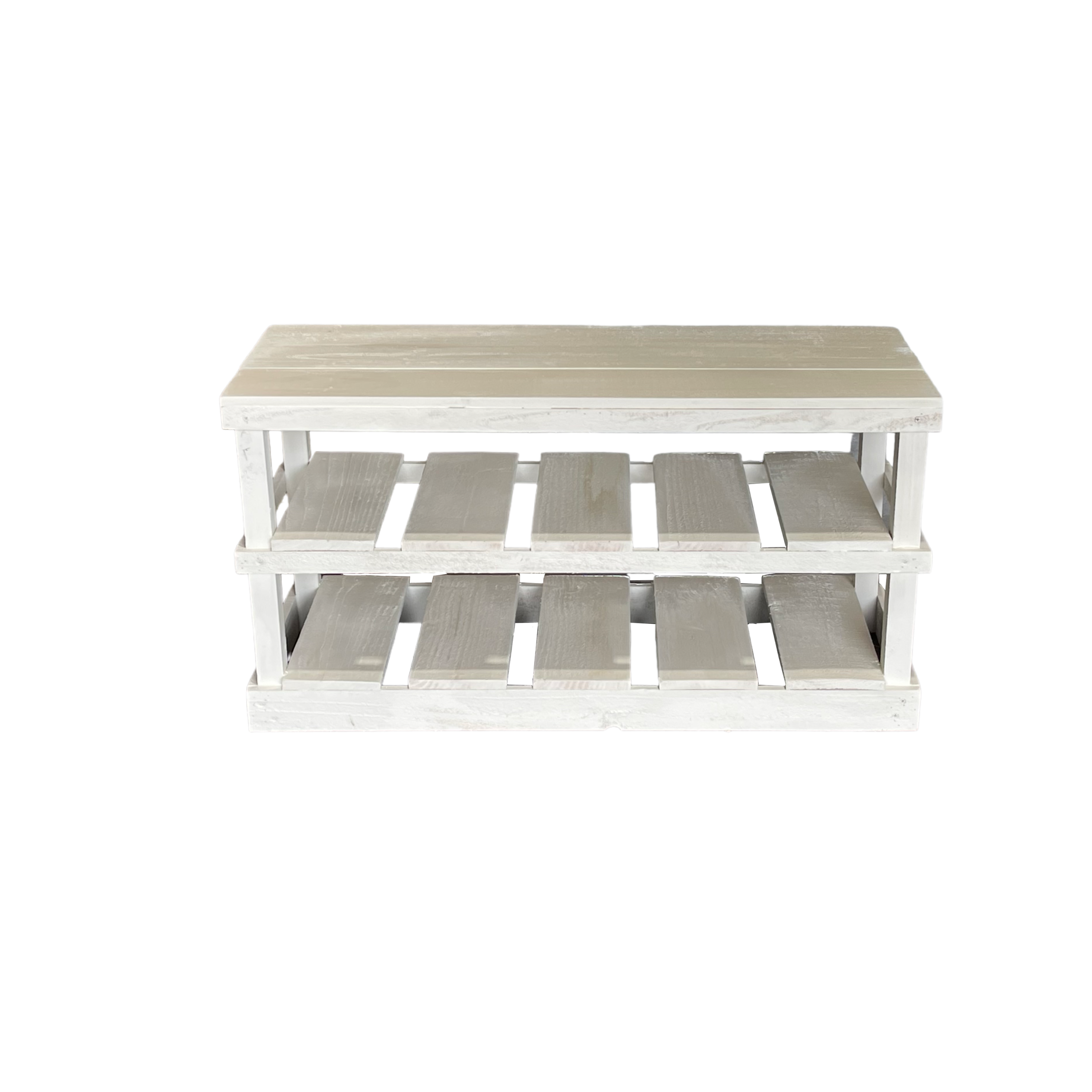 Intrinsic Haven - Vente Étagères à chaussures - Banc-rangement rustique en bois à deux étages pour chaussures14