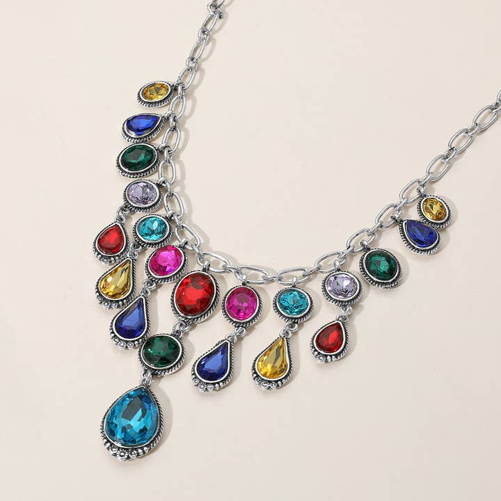 Antique Metal Western Stone Chandelier Necklace
 for wholesale by Sensibling Corp.