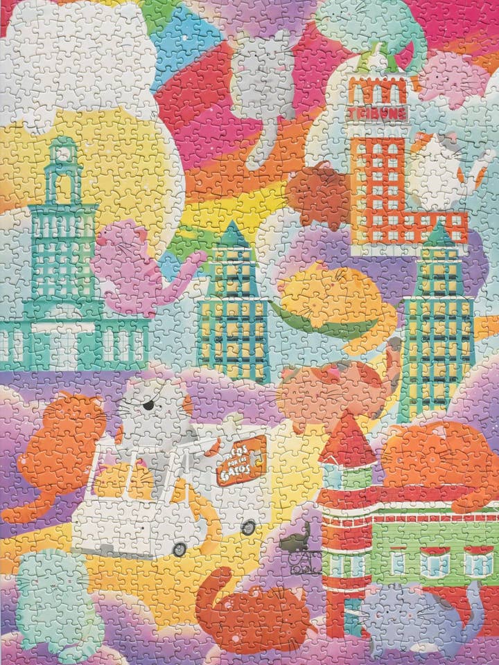 Cat Town Whimsy by ChubCatArt for wholesale by Oakland Puzzle Company