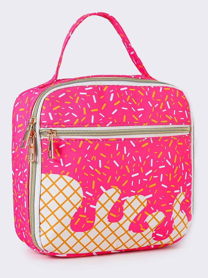 Pink Ice Cream Drip Canvas Lunch Boxes Bag for wholesale by sassy kids palace