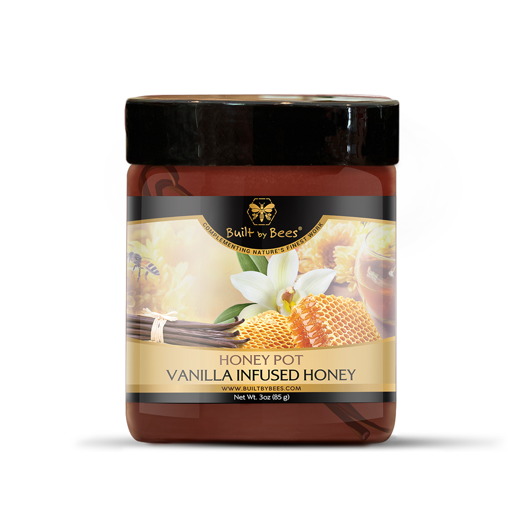 Built by Bees - Wholesale Honey - Honey Pot Vanilla Infused Honey 3 oz2