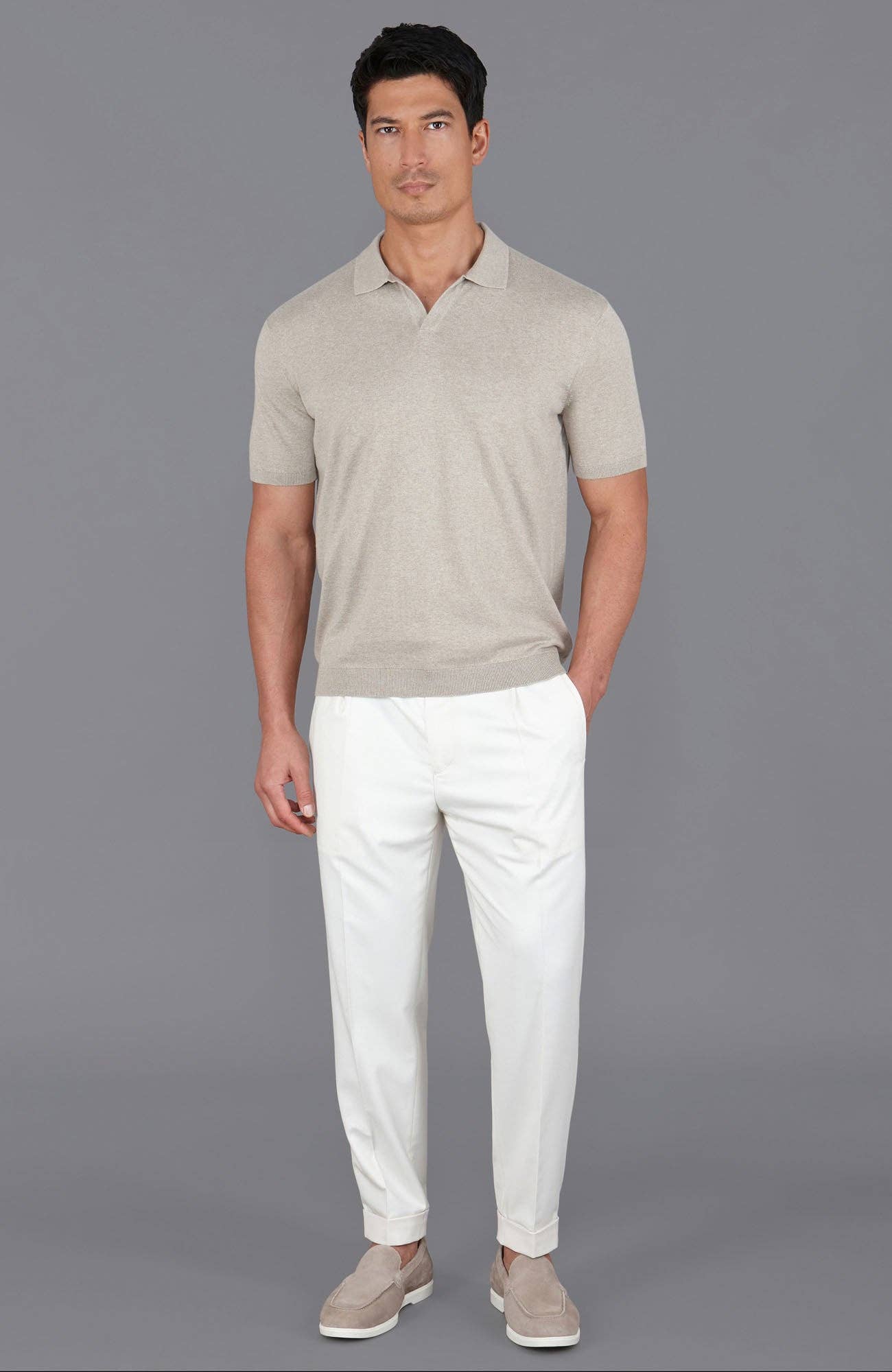 Paul James Knitwear - Wholesale Polo - Heren - Heren Ultra Fijne Katoenen Poloshirt Zonder Knopen11