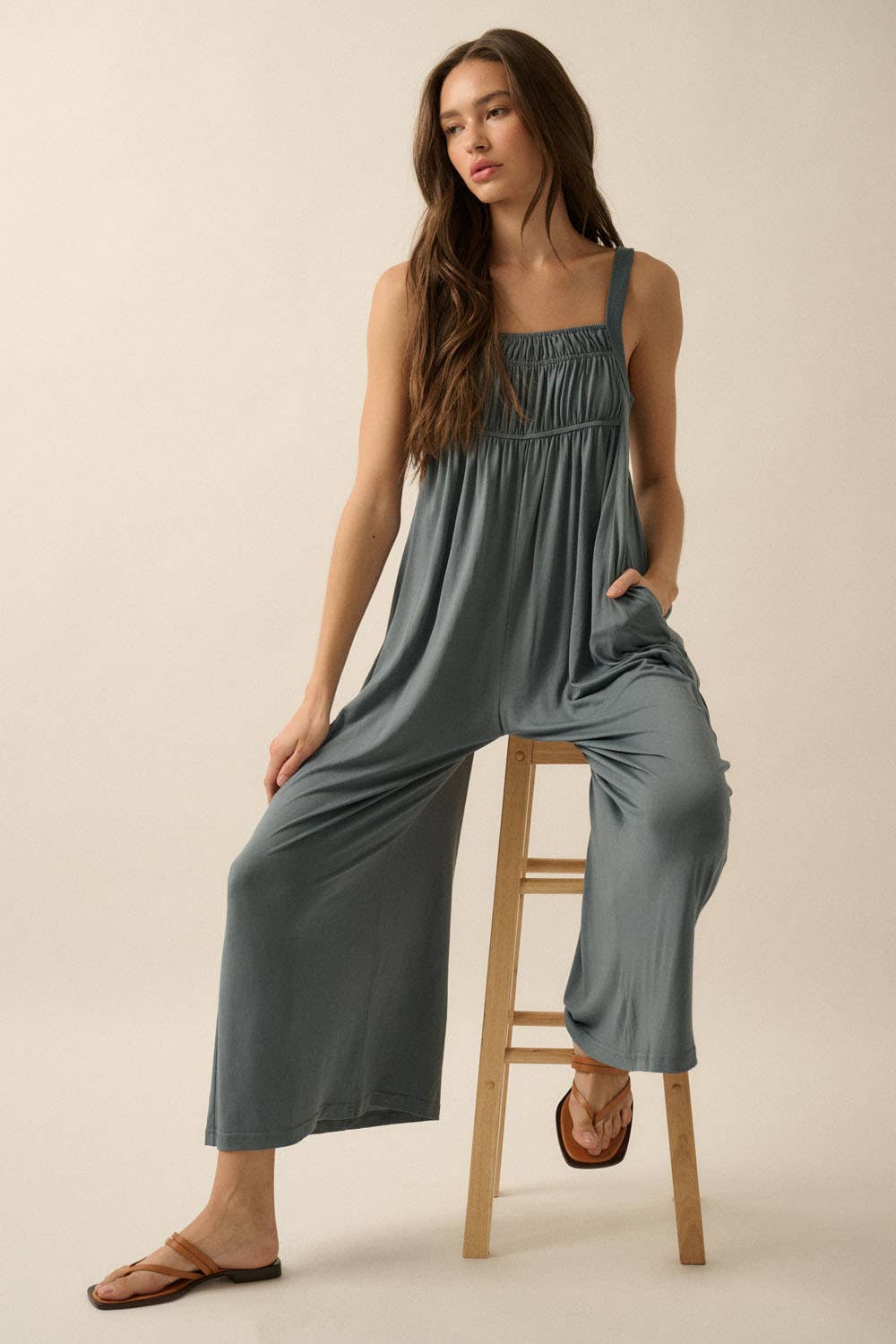 Promesa USA - Wholesale Jumpsuit - Women's - Solid Modal Knit Wide-Leg Cropped Jumpsuit9