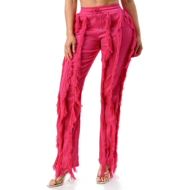 FUCHSIA Fringe Detail Pant for wholesale on Faire