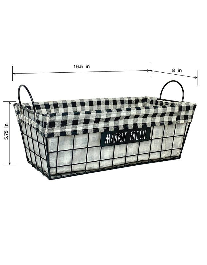 DesignStyles Home - Wholesale Basket - Rae Dunn "Market Fresh" Metal Black Wire Baskets Lined with2