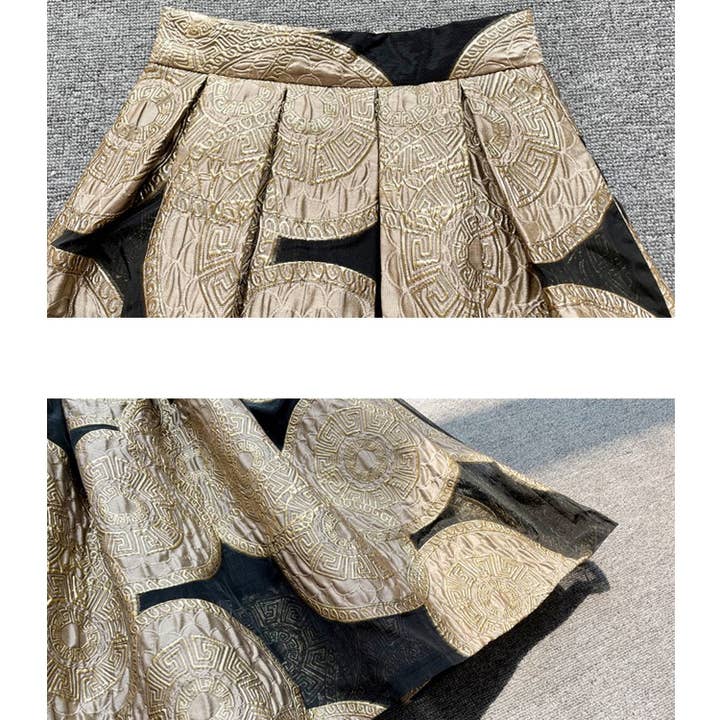 Yellow SK027Y Elegant Embroidered Organza Midi Tutu Skirt for wholesale on Faire7