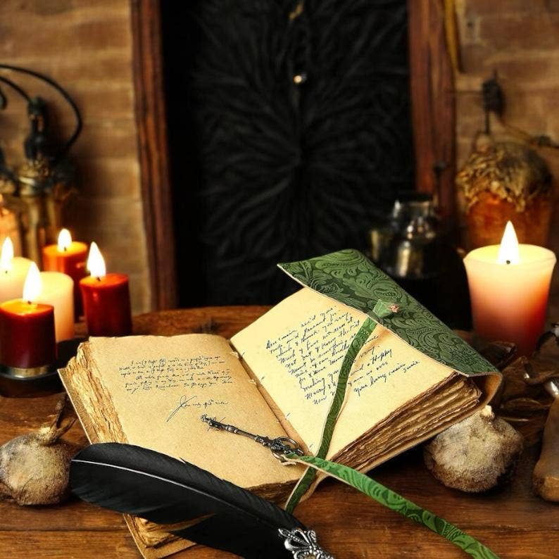 MNM HANDICRAFTS - Wholesale Journal/Diary - Green Floral journal Leather grimoire Handmade Leather Bound2