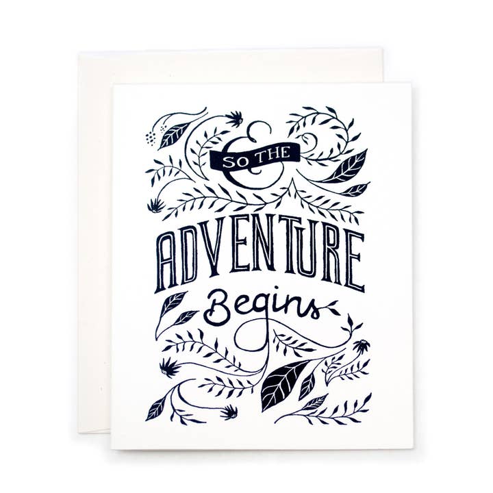 Adventure Begins - Letterpress Card for wholesale by Lake Erie Design Co.