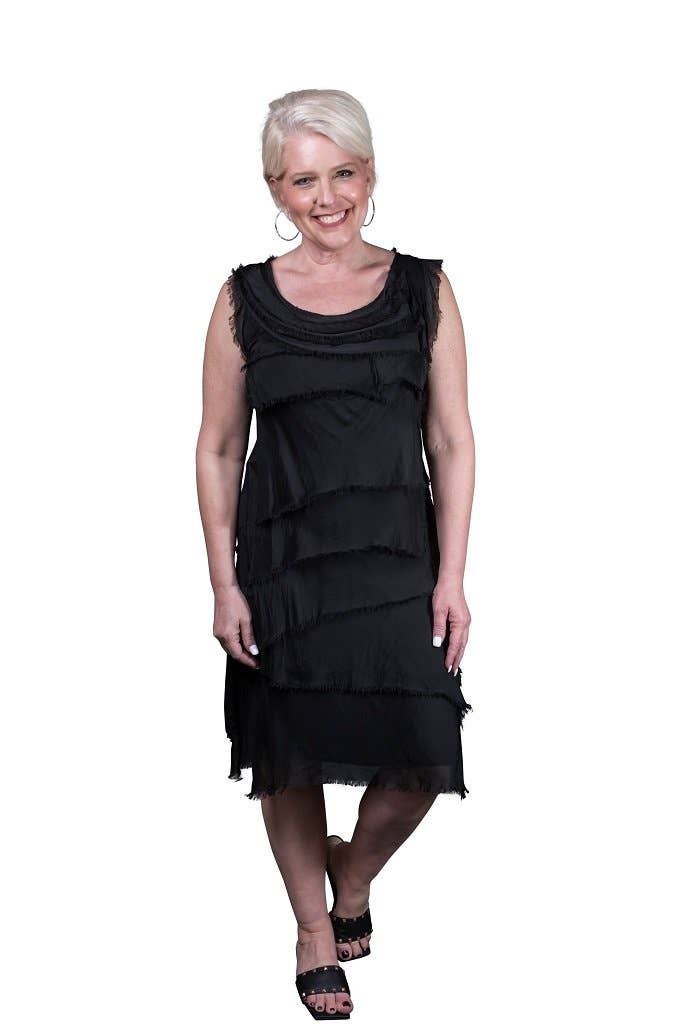 TINA Stephens Italy/Tees By Tina - Wholesale Dress - Women's - Mariana Silk Ruffle Dress (DT202)0